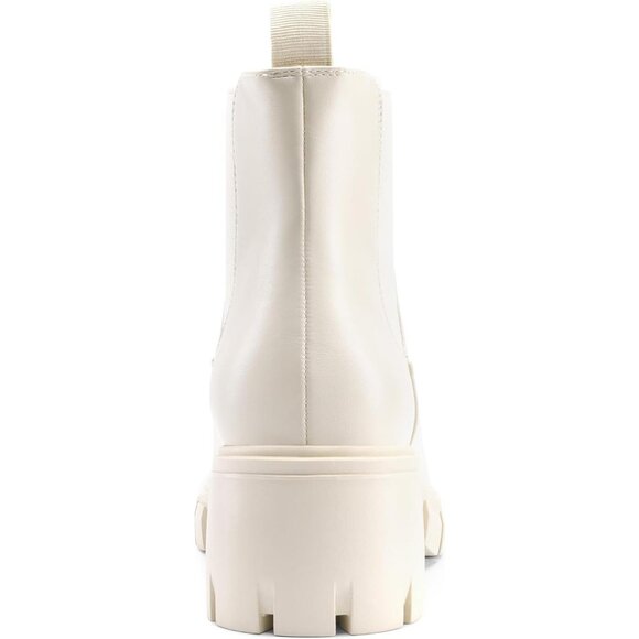 Dream Pairs Womens Beige Polyurethane (PU) Slip On Chunky Platform Ankle Boots - Picture 4 of 8